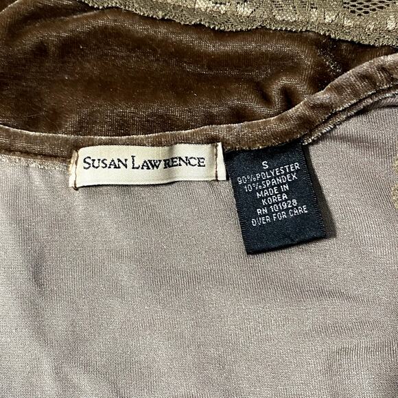 Vtg Y2K Susan Lawrence Brown Velvet Cottage-Core Coquette Blouse - Picture 11 of 11